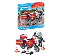 Playmobil 71466 Action Heroes: Motorcycle & Oil Spill Incident, with a radio and a fire extinguisher, fun imaginative role-play, realistic play sets suitable for children ages 4+