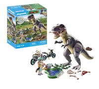 Playmobil 71524 Dinos: T-Rex Trace Path, thrilling search for the Tyrannosaurus Rex, with motorcycle, camera, and real dino bones, sustainable play sets suitable for children ages 4+