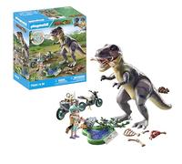 Playmobil 71524 Dinos: T-Rex Trace Path, thrilling search for the Tyrannosaurus Rex, with motorcycle, camera, and real dino bones, sustainable play sets suitable for children ages 4+