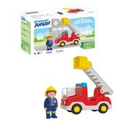 PLAYMOBIL 71683 JUNIOR: Ladder Unit Fire Truck, with extendable ladder and firefighter, sustainable toy made from plant-based plastics, gifting toy, play sets suitable for children ages 1+