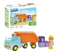 PLAYMOBIL 71685 JUNIOR: Dump Truck, including construction worker and three stackable stones, sustainable toy made from plant-based plastics, gifting toy, play sets suitable for children ages 1+