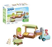 Playmobil 71691 JUNIOR: Organic Market Stall and Forklift, educational toy, made from over 90% plant-based plastics, fun imaginative role-play, playset suitable for children ages 1+