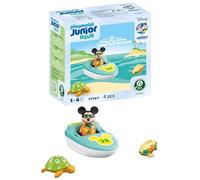 Playmobil 71707 JUNIOR & Disney: Mickey Mouse's Boat Tour, including inflatable boat and sea creatures, sustainable toy made from plant-based plastics, gifting toy, play sets suitable for ages 1+