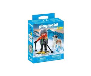 PLAYMOBIL 71741 Boy with Snowshoes and Saint Bernard, My Life, 8 pieces, From 4 years old