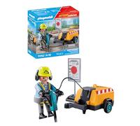 PLAYMOBIL 71752 Ouvrier marteau-piqueur et signalisation, Action Heroes, La construction, 14 pieces, Des 4 ans