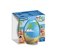 Playmobil 72101 Play Egg: Beach Holiday - Surprise Egg with Figures, Turtle & Beach Accessories, Buildable Mini Scene, Reusable Egg Case For Boys and Girls Ages 4+