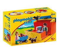 PlayMOBIL 9123 1.2.3 Take Along Market Stall with Carry Handle and Shape Sorting Function, Fun Imaginative Role-Play, PlaySets Suitable for Children Ages 4+