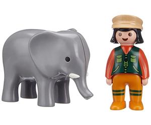 Playmobil 9381 1.2.3 Zookeeper with Elephant, Fun Imaginative Role-Play, PlaySets Suitable for Children Ages 4+