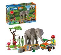 Playmobil | Animal and Friends | Elephant with Animal Keeper | Zoo Toy Set with 4 Animals and Enclosure Accessories, For children aged 4 and up, 72068
