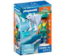 Playmobil Animals & Friends Polar Bear with Zookeeper - 9-Piece Arctic Enclosure Playset with Figure, Accessories & Wildlife Role-Play for Kids Ages 4+