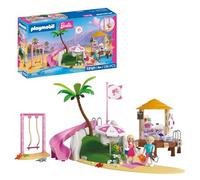 Playmobil | Barbie x Barbie Beach Café | Summer Adventure with Barbie & Ken | With Swing, Slide & Animals | Imaginative Playset for Children Aged 4+ | 72121