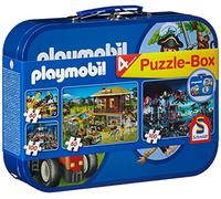 Playmobil Puzzle Set CGS_55599 - 4 Puzzles in a Keepsake Tin, Multicolor