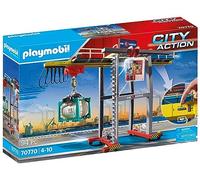 Playmobil City Action 70770 Electric Cargo Crane with Container, Built-in Motor,