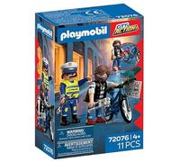 PLAYMOBIL City Action Bicycle Robber Set 72076, Policeman and Thief Figures with Bicycle, 11 Pieces, from 4 Years