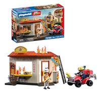 Playmobil | City Action | Fire Quad with Burger Stand | Compact Emergency Quad with Water Spray Function, Burning Snack Stand & Plenty of Accessories | For Children Aged 4+ | 72195