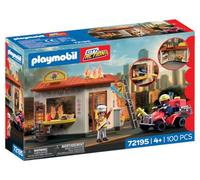 Playmobil | City Action | Fire Quad with Burger Stand | Compact Emergency Quad with Water Spray Function, Burning Snack Stand & Plenty of Accessories | For Children Aged 4+ | 72195
