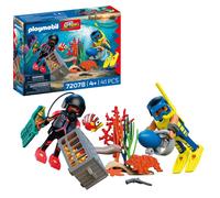 Playmobil City Action Police Diver with Treasure, 2 Figures plus Underwater Scooter and Sea Creatures, Encourages Creativity, Children's Toy for Ages