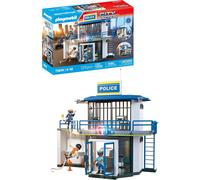 Playmobil City Action Police Station with Lights and Jail Cell Playset 71874