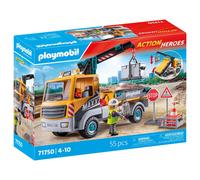 Playmobil | Action Heroes | Construction Lorry with Crane | Construction Toy for Kids | Construction Playset | Toys for Children Aged 4+ | 71750
