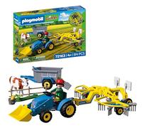 Playmobil | Country | Small Tractor with Hay Swather | Tractor Set with Swather, Cow, Trailer & Accessories | For Children Aged 4+ | 72163