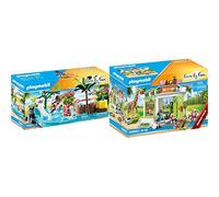 Playmobil Family Fun 70611 Children's Pool with Slide, Water Toy, For ages 4+ & Family Fun 70900 Zoo Veterinary Practice, Toy for Children Ages 4+