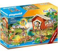 PLAYMOBIL Family Fun 71001 Adventure Treehouse with Slide, LED Campfire, Toy for