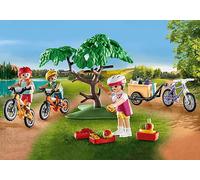 Playmobil 71426 Family Fun Mountain Bike Tour, camping, family trip, with three bikes, helmets, backpack full of snacks and supplies, fun imaginative role-play, playsets suitable for children ages 4+