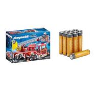 Playmobil Fire Ladder Unit, lights/sounds, 5+ years, 9463, & Amazon Basics AAA Alkaline 12 pack, 10yr shelf