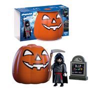 Playmobil | Halloween | Pumpkin: Reaper | Illuminated spooky character with scythe, tombstone and pumpkin storage box | For children aged 4 and up | 72357