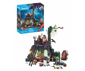 Playmobil Haunted Ruin 71651 - Spooky Castle Playset with Dracula, Zombie, Coffin & Glow-in-the-Dark Cobwebs