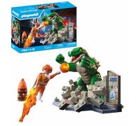 Playmobil - Heroes - Hero Showdown with the Giant Lizard - Toy for ages 4 and up - Gift for children - Exciting action set - With movable giant lizard and breakable wall - 71831