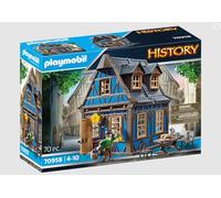 PLAYMOBIL History 70958, Medieval House, 70 Pieces, from 4 Years, with Toy Figure and Furnishings: Chairs, Table, Chest of Drawers, Bed and Much More, Construction Toy, Construction Toy