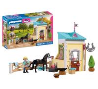 Playmobil | I Love Horses | Small Stable with Farrier | Horse stall with illuminated forge, tools and care accessories | For children aged 4 and up | 72131
