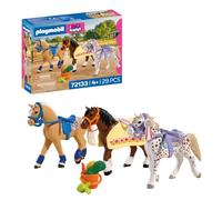 Playmobil | I Love Horses | Three Horses for Collecting | Horse Set with Blankets, Saddles, Feed & Grooming Accessories | For Children Aged 4+ | 72133