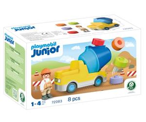 Playmobil | JUNIOR | Concrete Mixer Truck | Colourful Construction Vehicle with Removable Drum & Plug-In Blocks | For Children Aged 1+ | 72083