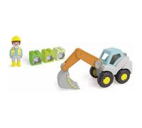 PLAYMOBIL 71684 JUNIOR: Shovel Excavator, including foldable cabin roof and stackable stones, sustainable toy made from plant-based plastics, gifting toy, play sets suitable for children ages 1+