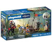 Playmobil | Knights | Dragon Kidnapping | Carriage with cage, baby dragon, knights, horses and weapon set | For children aged 4 and up | 72211