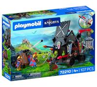 Playmobil | Knights | Dragon Knight Attack Tower | Siege Tower with Battering Ram, Ballista, Cage & 4 Knights | For Children Aged 4+ | 72210