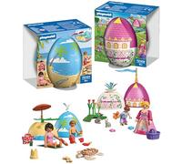 Playmobil Play Egg Set Princess & Beach | 2 Surprise Eggs with Figures & Accessories | Mini Play Worlds to Build | Reusable as a Money Box | Easter Gift for Children Ages 4+ | 210448