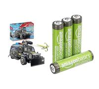 Playmobil Tactical Police 4x4, lights/sound, 5+ years, & Amazon Basics AAA Rechargeable 4 pack, 850mAh