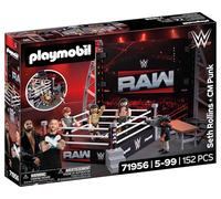 Playmobil | WWE® | WWE RAW Ring Collectors Set | Wrestling Ring with CM Punk, Seth Rollins, Referee, Cameraman & Accessories | For Fans Aged 5+ | 71956
