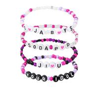 playneeu 4 Pack Colorful Bracelets for Kids & Adults - Stretchy Elastic Wristbands with Fun Words, Vibrant Colors, Party Favors, Gifts & Daily Accessories