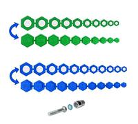PLAYOCCAR SAE & Metric Magnetic Socket Insert, 21Piece Hexagon Set (8mm - 19mm & 3/8" - 5/16") with Two Colors & Size Marks