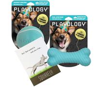 Playology Birthday Pack for Large Dogs | All-Natural Peanut Butter Birthday Cake Scented Gift Bundle Including Squeaky Chew Ball, Dual Layer Bone, & Squirrel Card | Jumbo Size