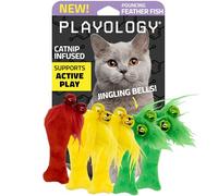 Playology Cat Toy Set | 5-Pack Feather Fish | Interactive Feather Toys for Cats | Stimulating Playtime Fun