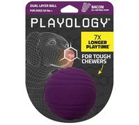 Playology Dog Toys | Dual Layer Ball Durable Chew Toy for Aggressive Chewers | Jumbo Bacon Scented Toy - Easy to Clean and Made from Non Toxic Materials