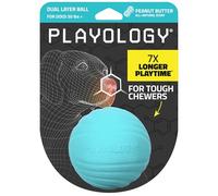 Playology Dog Toys | Dual Layer Ball Durable Chew Toy for Aggressive Chewers | Jumbo Peanut Butter Scented Toy - Easy to Clean and Made from Non Toxic Materials