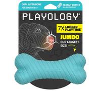 Playology Dual Layer Bone | Engaging All Natural Peanut Butter Scented Dog Toy, Jumbo Size | Blue Bone for Large to X-Large Dogs 50lbs & up | Interactive & Durable for Tough Chewers