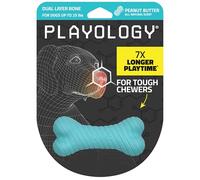 Playology Dual Layer Bone Toy for Small Dogs - Engaging All-Natural Peanut Butter Scented Durable Dog Chew Toy for Heavy Chewers - Easy to Clean - Interactive & Non-Toxic