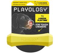 Playology Squeaky Chew Stick Dog Toy for Medium Dogs up to 50lbs | Engaging All-Natural Chicken Scented Chew Toy for Tough Chewers | Easy to Clean & Non-Toxic Materials